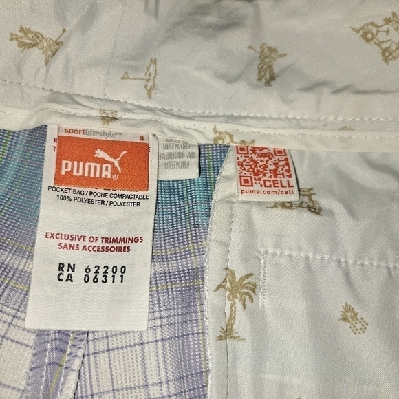 3 FOR 12 SALE Puma Golf Shorts 8 Blue Purple White Plaid Dry Cell Stretch Chino - Picture 5 of 13
